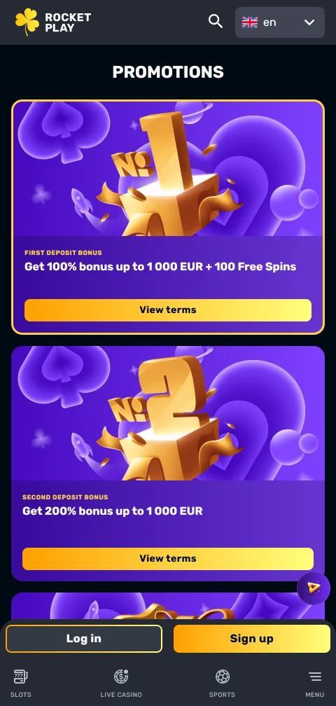 Lizenzangaben und Spielerschutz-Einstellungen von RocketPlay Casino auf dem Handy