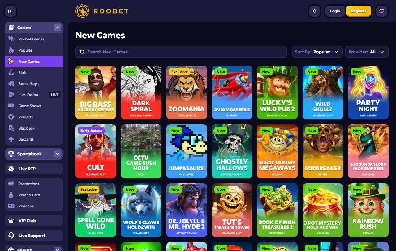 Roobet Casino Willkommensbonus mit 30x Wagering, Weekly Raffle und Rakeback-Bereich