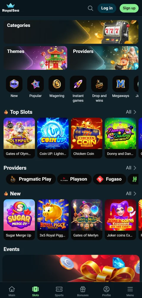 Kassa von RoyalSea Casino mit Kryptowährungen, Karten und E-Wallets am Handy