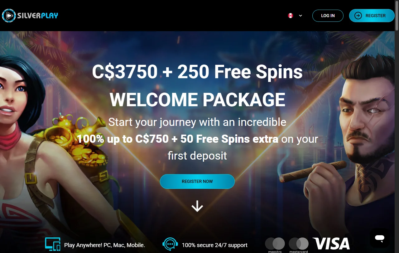 SilverPlay Casino Startseite mit Überblick über Spielangebot und Kontobereich