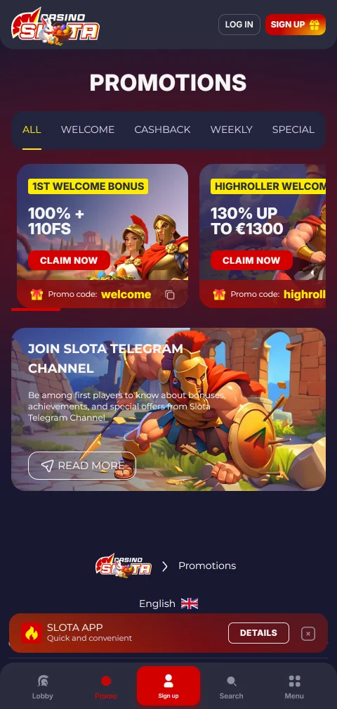 Lizenzangaben und Spielerschutz-Werkzeuge von Slota Casino auf dem Handy