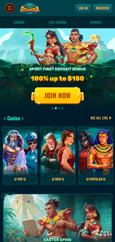Mobile Browserversion von Spinanga Casino am Smartphone ohne eigene App