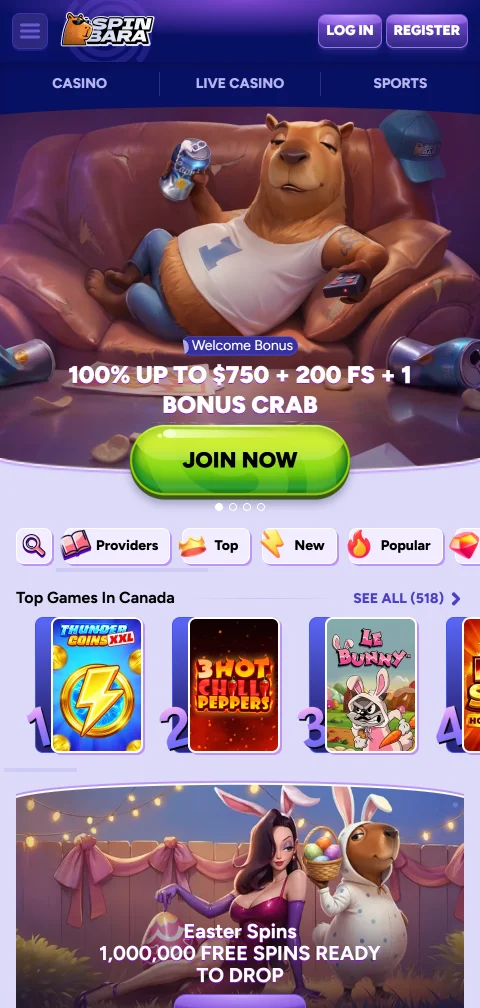 SpinBara Casino mobile Browser-Version am Smartphone ohne native App