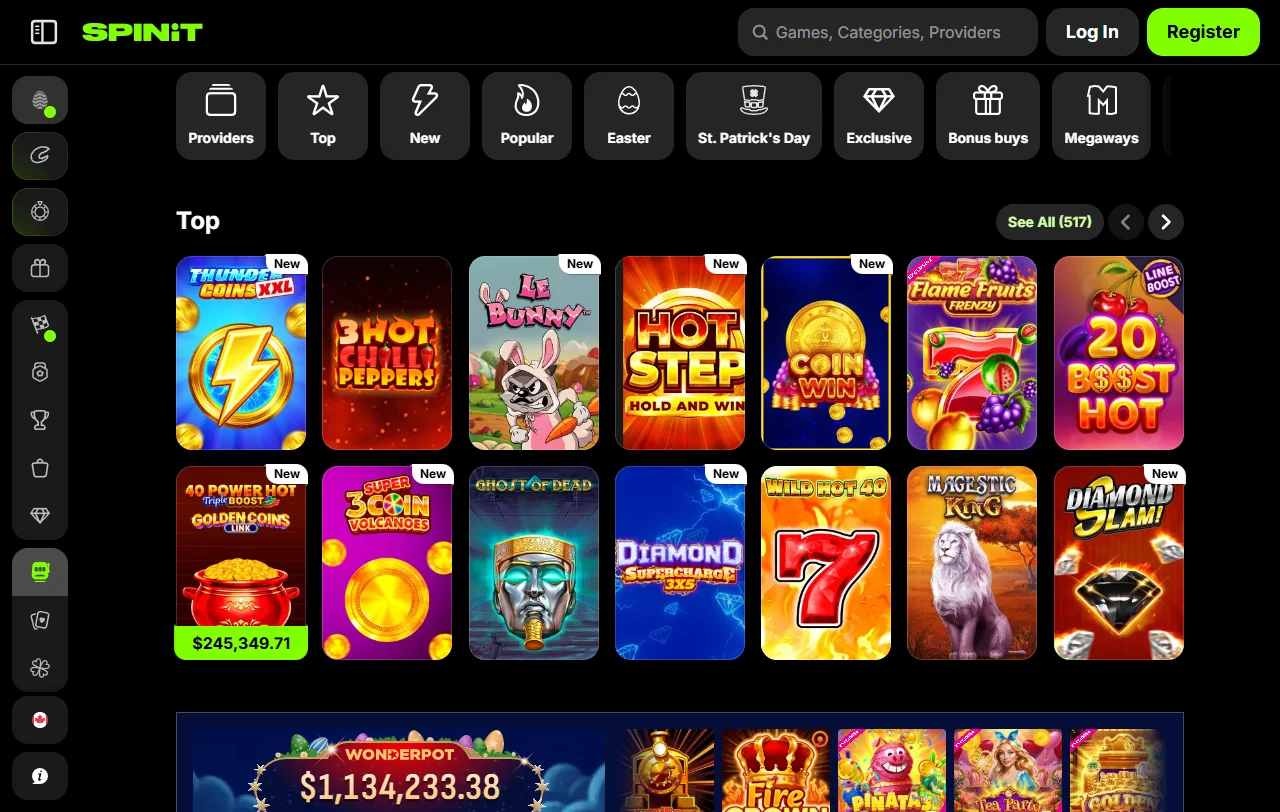Willkommensbonus von Spinit Casino mit 100 % bis 500 € und Freispielen