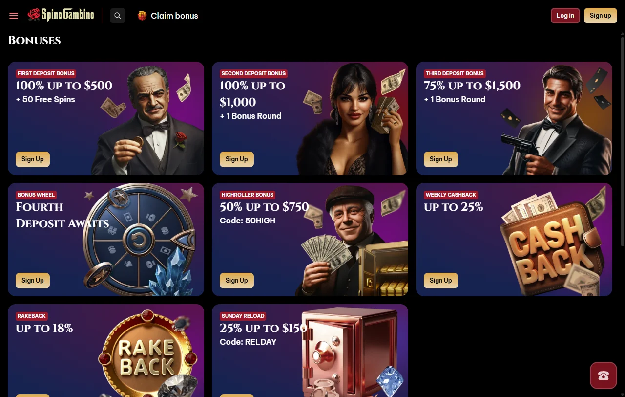 Spielbibliothek von Spinogambino mit Slots von Pragmatic Play und Hacksaw Gaming