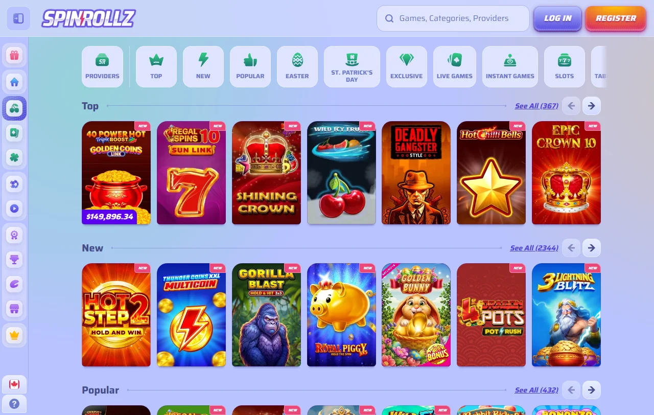 SpinRollz Casino Willkommensbonus mit 100 % bis 500 € und 200 Freispielen