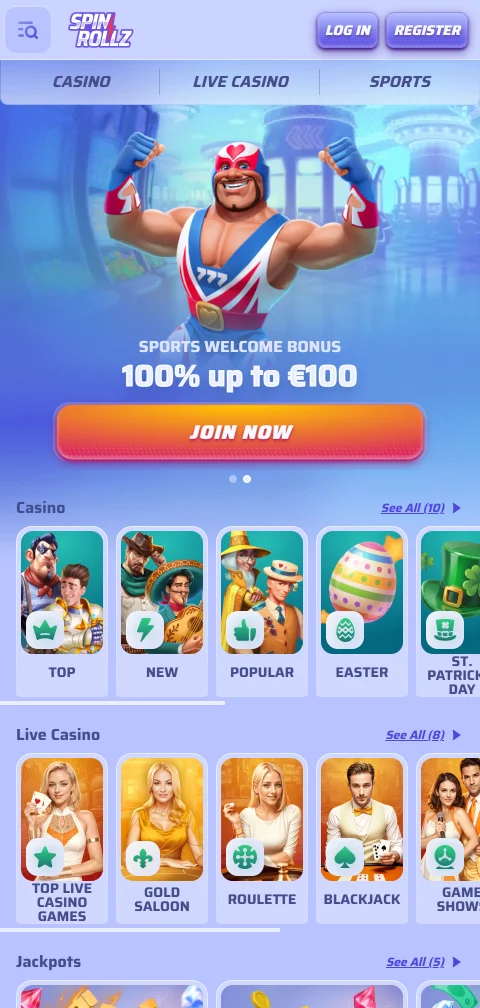 SpinRollz Casino mobile Browser-Version auf dem Smartphone ohne native App