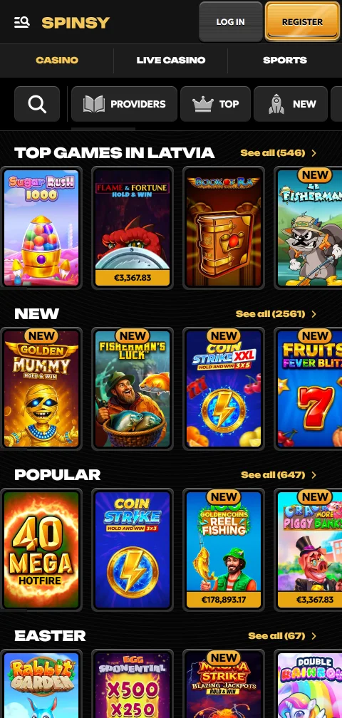 Lizenzangaben und Spielerschutz bei Spinsy im Footer der mobilen Seite
