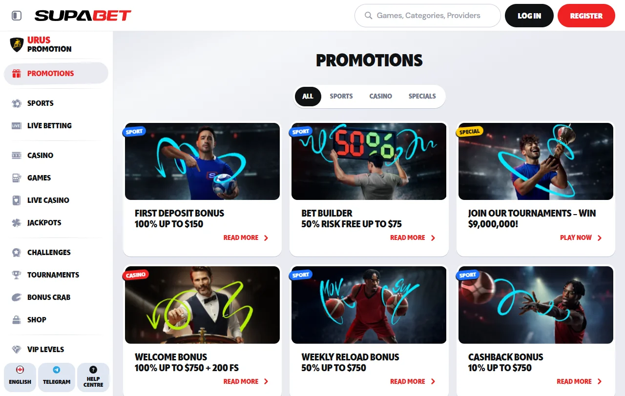 Supabet Casino Willkommensbonus mit 100 % bis 500 € und 200 Freispielen