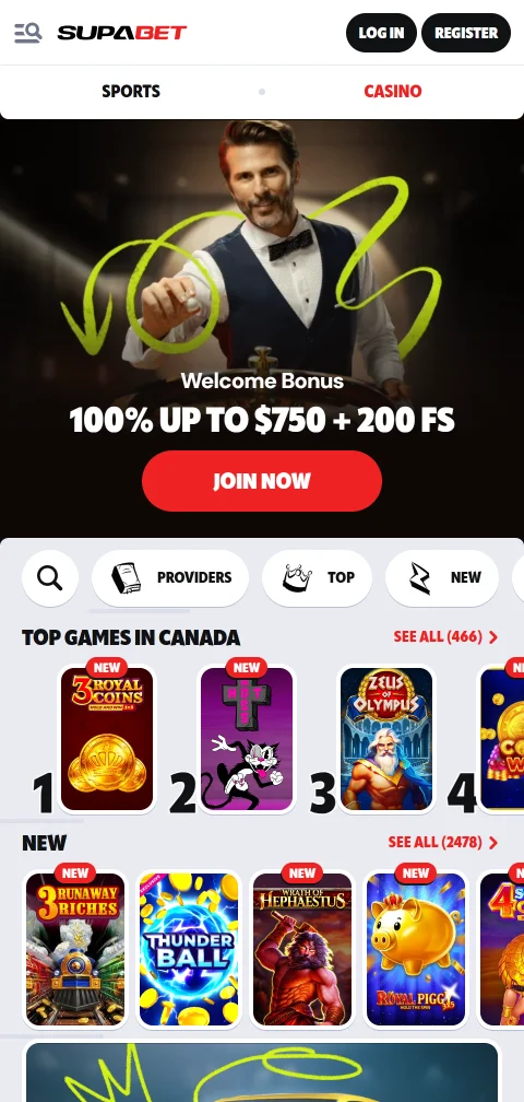 Supabet Casino mobil im Browser unter iOS und Android ohne eigene App