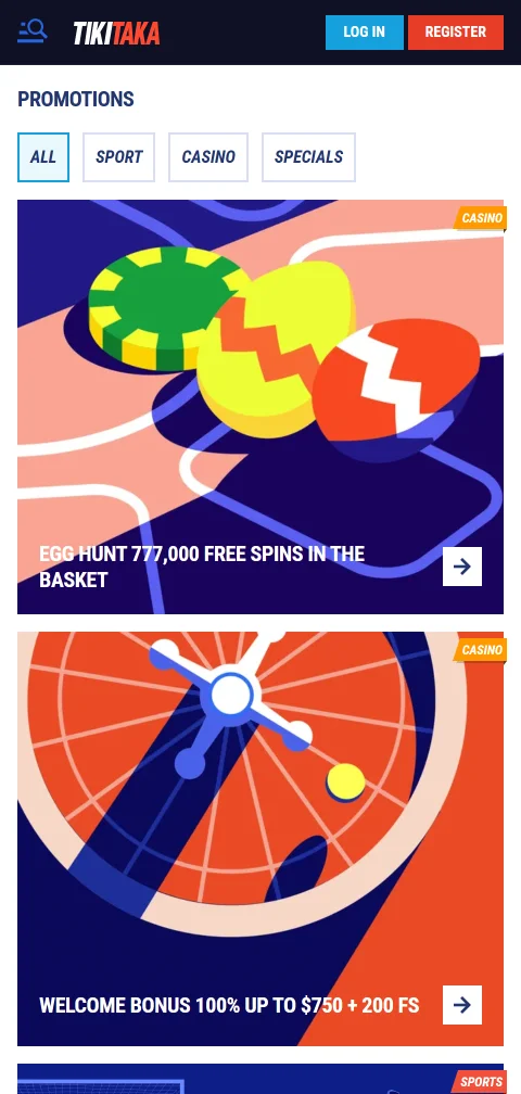 Lizenzangaben und Sicherheitshinweise von TikiTaka Casino im Footer der Website