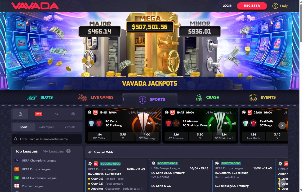Vavada Casino Bonusbereich mit 100 % Ersteinzahlungsbonus und 100 Freispielen