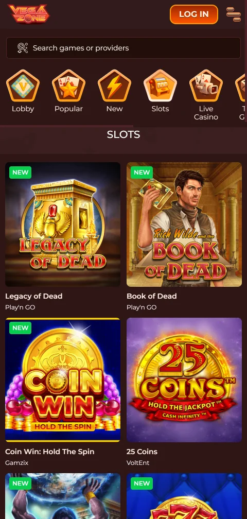 Kassa von VegaZone Casino mit Apple Pay, Skrill und Kryptowährungen