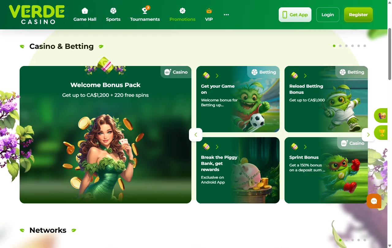 Verde Casino Slot-Lobby mit Titeln von Novomatic, Pragmatic Play und Play