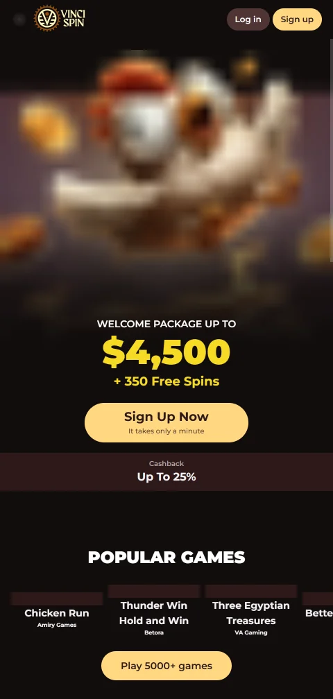 VinciSpin Casino im mobilen Browser auf dem Smartphone ohne native App