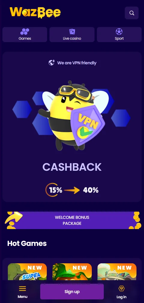 Wazbee Casino im mobilen Browser auf dem Smartphone ohne native App