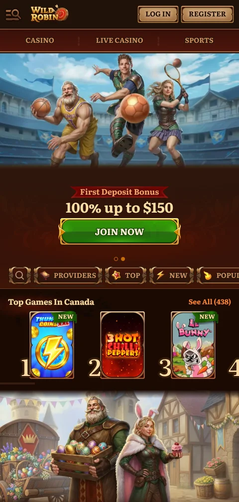 Wild Robin Casino im mobilen Browser auf einem Smartphone ohne App