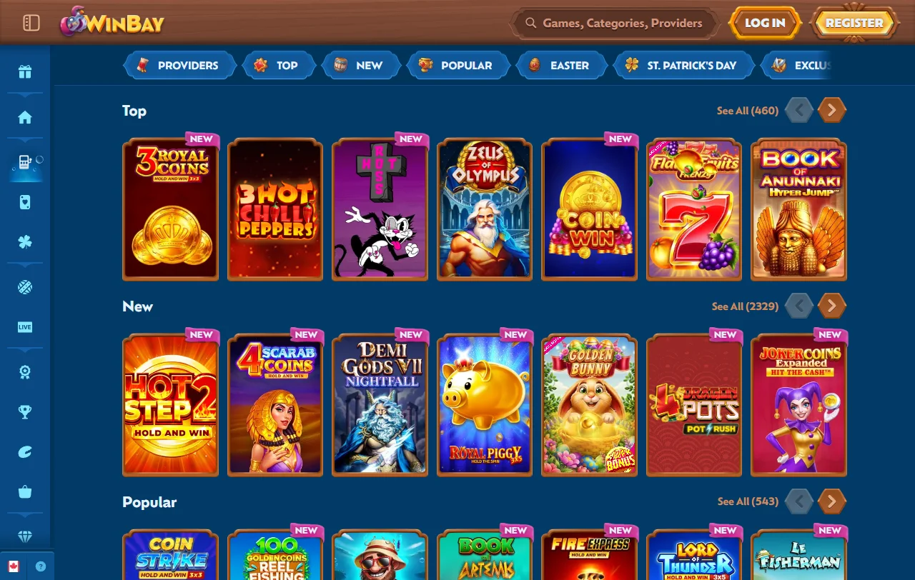 Willkommensbonus von WinBay Casino mit 100 Prozent bis 500 Euro und Freispielen