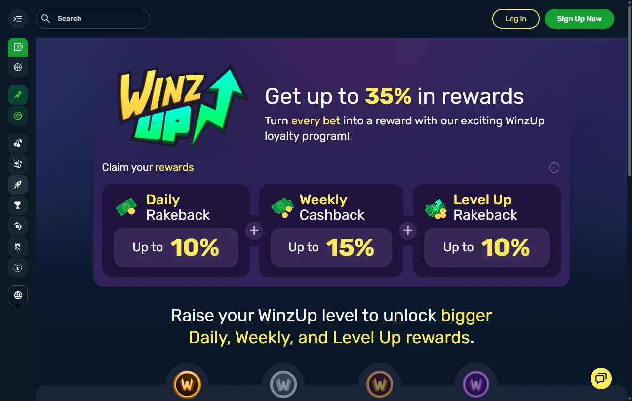 Winz Casino Willkommensbonus Wheel of Winz mit Preisen bis 10.000 Euro
