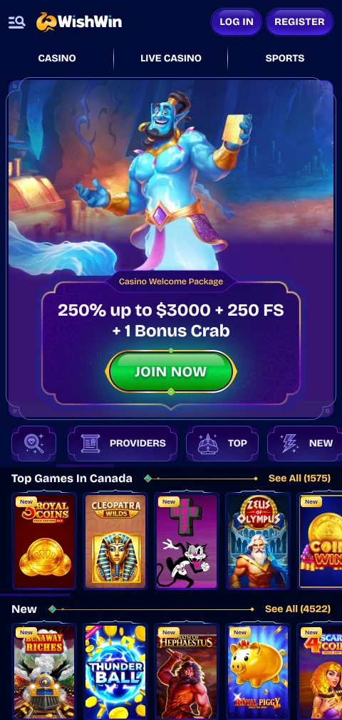 Wishwin Casino im mobilen Browser auf einem Smartphone ohne App-Download