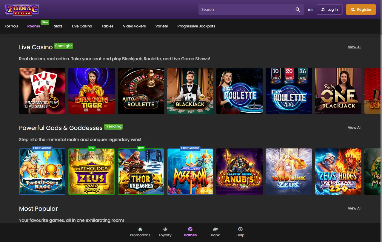 Bonusstufen von Zodiac Casino mit 80 Chancen für 1 € und Einzahlungsboni