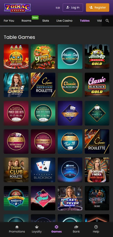 Kassenbereich von Zodiac Casino am Smartphone mit Einzahlungsmethoden und Auszahlungsablauf